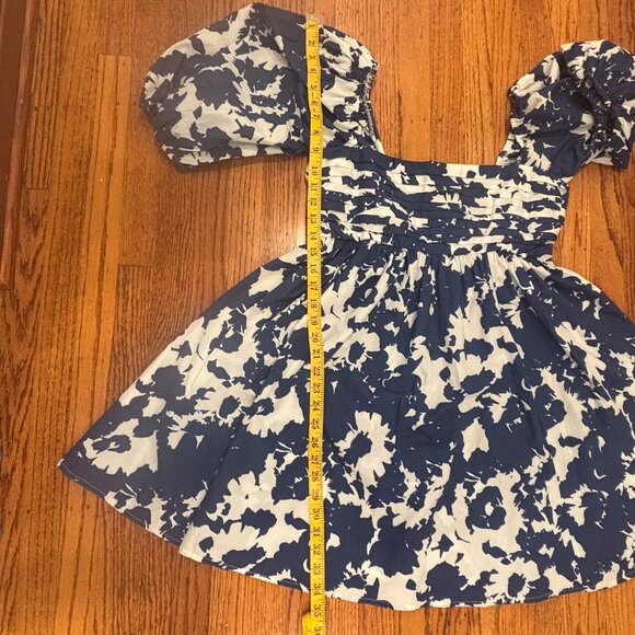 A&F Emerson Poplin Puff Sleeve Mini Dress - Navy and White - Size Medium - Picture 10 of 10
